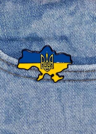 Значок патріотичний карта україни синьо-жовтий пін металевий