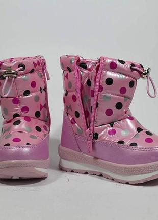 Дутики tom.m арт.3574-c горохи, светло-розовый  зимние сапожки для девочек.2 фото