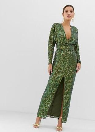 Максіплаття asos design з рукавами "кажан" і заходом на талії, розшите паєтками