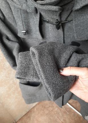 Пальто сіре графіт тепле капюшон підкладка тепле трапеція вагітним зима осінь весна6 фото
