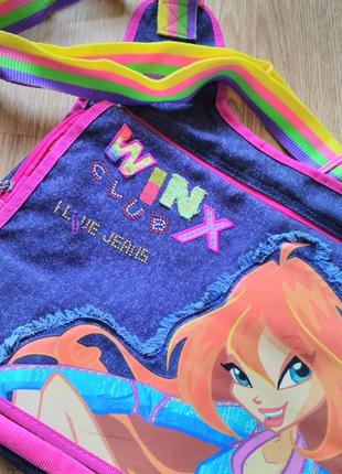 Сумка winx, премиум джинс с розовым вельветом