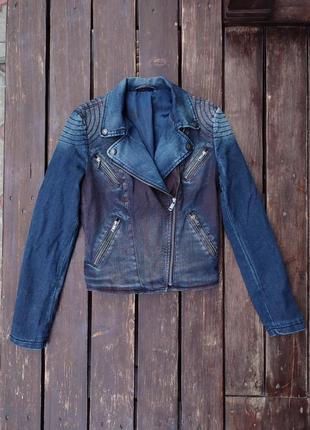 Байкерская джинсовая косуха gas jeans biker denim jacket мото куртка