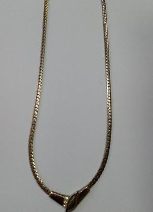 Бижутерия. колье, ожерелье, цепь с красивым плетением, металл под золото. общая длина 48 см6 фото