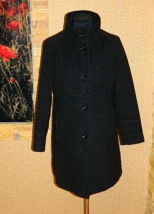 Пальто жіноче чорне демісезонне кашемір на гудзиках розмір 46-48 petite
