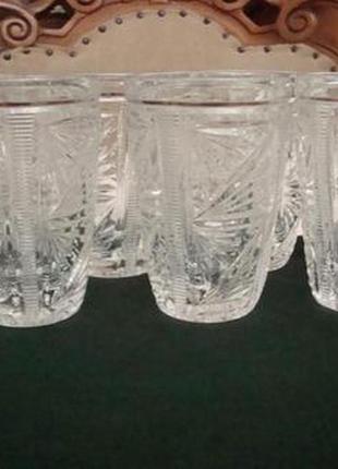 Красивые стаканы набор 6 шт хрусталь ссср новые №ст1661 фото
