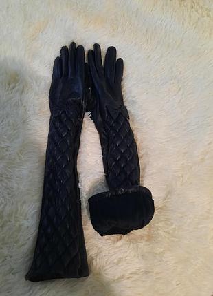 Високі рукавички із натуральної шкіри, теплі