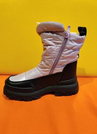 Зимове термо взуття для дівчинки фіолетові чобітки дутіки 33 - 37 дутики детские зимние ботинки tom.2 фото