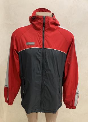 Куртка ветровка спортивная мужская красная с капишоном