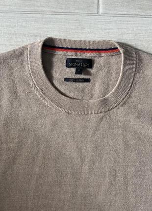 Мужской свитер кофта пуловер шерсть wool коричневый бежевый next m 48 503 фото