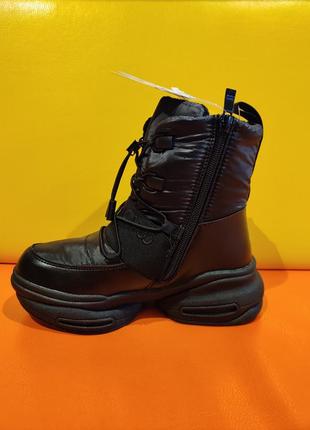 Зимове термо взуття для дівчинки чорні чобітки дутіки 38 дутики детские зимние ботинки tom.m4 фото