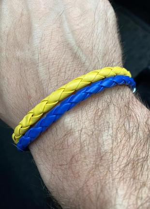 Браслет мужской сине-желтый флаг украины кожаный синий и желтый женский6 фото