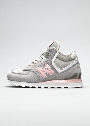 Зимові кросівки new balance 574 grey pink (хутро)1 фото