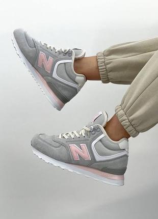 Зимові кросівки new balance 574 grey pink (хутро)7 фото