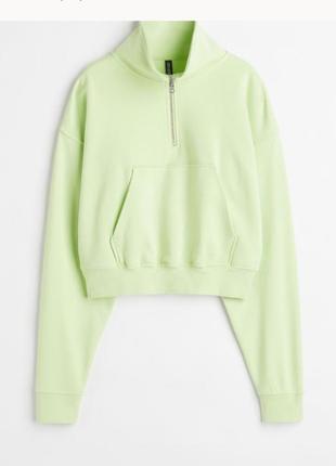 Теплый свитшот / толстовка лаймового оттенка
