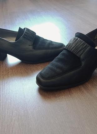 Винтажные ретро немецкие туфли лодочки лоферы квардатный носок раритет винтаж