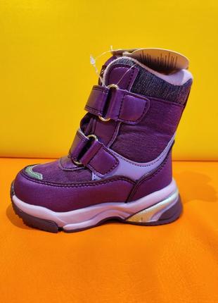 Зимове взуття для дівчинки фіолетові термо черевики 22 - 27 детские зимние термоботинки tom.m6 фото