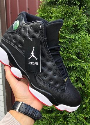 Мужские кроссовки nike air jordan 13 retro кожаные черно-белые