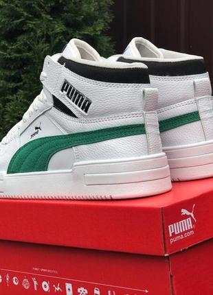 Женские кроссовки puma zone кожаные белые зеленые4 фото