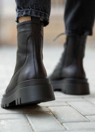 Теплые женские ботинки на зиму,берцы,берцы кожаные черные зимние (зима 2022-2023) для женщин,стильные,удобные,комфортные7 фото