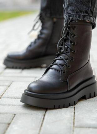 Теплые женские ботинки на зиму,берцы,берцы кожаные черные зимние (зима 2022-2023) для женщин,стильные,удобные,комфортные2 фото