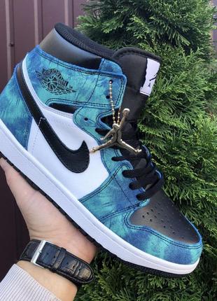 Мужские кроссовки nike air jordan кожаные синие белые