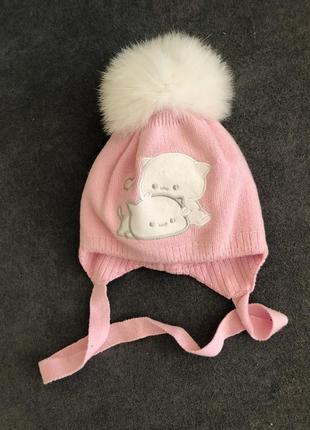 Дитяча зимова шапка з помпончиком1 фото