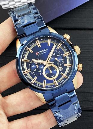 Чоловічий наручний годинник curren 8355 blue-cuprum