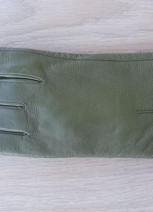 Женские зимние кожаные перчатки (зеленые)