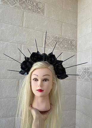 👑корона/обруч/ободок/готика/вінтаж/череп в чорному кольорі🖤