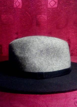 Крутая модная шляпа серо чёрная3 фото