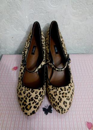 Туфлі зі стриженого хутра поні з леопардовим принтом 42р3 фото