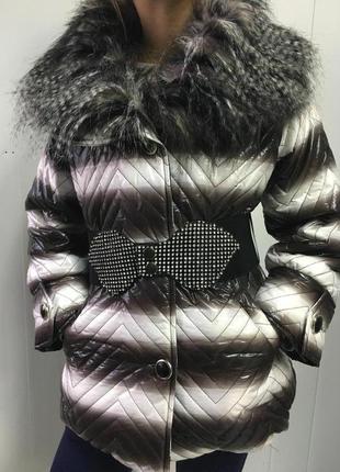 Курточка зимняя с меховым воротником (2150)3 фото
