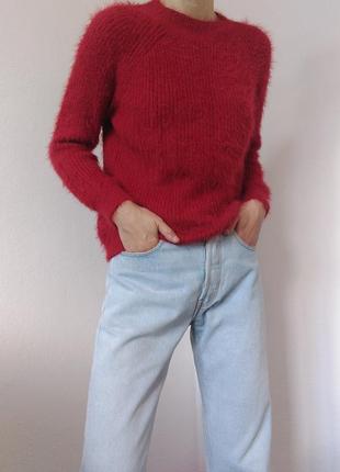 Красивий светр джемпер пуловер реглан лонгслів укорочений светр шерстяний джемпер червоний светр бордовий1 фото