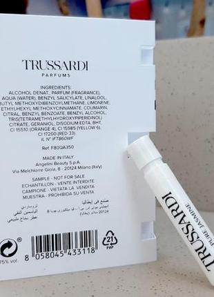 Trussardi pure jasmine💥оригинал миниатюра пробник mini spray 1,2 мл книжка5 фото