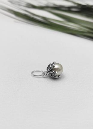 Подвес серебро 925 кулон флора жемчуг 3210