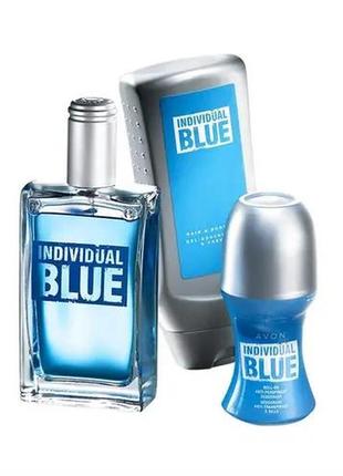 🌷мужской набор"individual blue",туалетная вода+дезодорант+гель-шампунь.1 фото