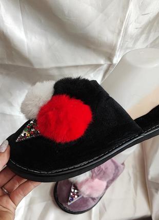 Тапочки кімнатні жіночі з хутром6 фото