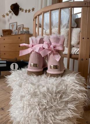 Женские зимние угги с двумя лентами в комплекте  ugg pink 💦4 фото