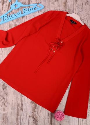 Терракотовая блуза со шнуровкой