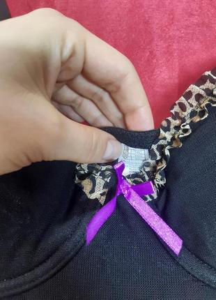 Идеальный чёрный леопардовый секси сексуальный пеньюар в сетку сеточку на тонких бретелях с мягкими паролоновыми чашками прозрачный однотонный7 фото