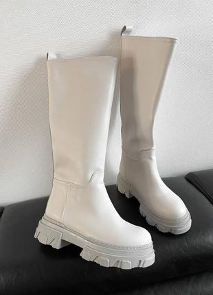 Женские высокие ботинки с утеплителем gia boots white