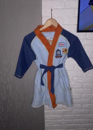 Теплий флісовий халат паровозик томас на хлопчика 3-4роки thomas and friends, marks&spencer