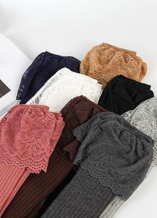 Жіночі високі гольфи теплі вище коліна тілесні панчохи з мереживом в стилі аніме сексі