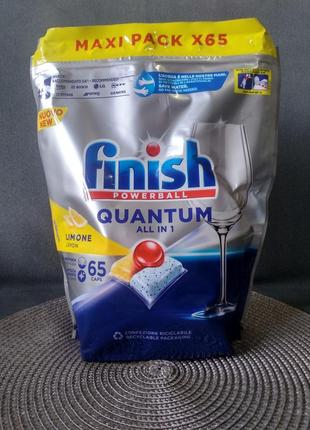 Таблетки для посудомийних машин finish quantum all in one lemon 65 шт