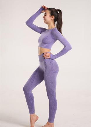 Безшовний фіолетовий  костюм для спорту та фітнесу 20235 фото