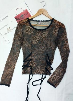 Кофта сетка леопардовая guess шнуровка