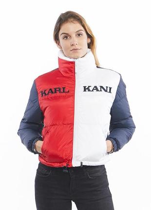 Пуховик зимний женский karl kani двухсторонний куртка ветровка с лампасами
