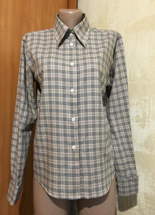 Коттоновая сорочка в клітку з запонками,100%бавовна