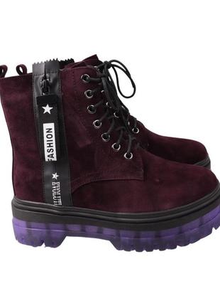 Ботинки женские erisses бордовые натуральная замша