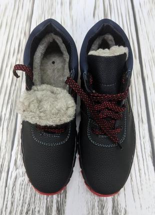Ботинки мужские зимние на меху черные на красной подошве украина kluchkovskyy10 фото